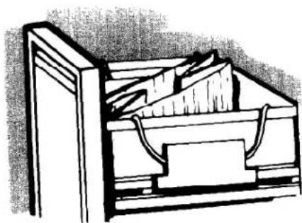 Architectural sketch of a wooden cabinet or rack unit (no text or symbols visible)