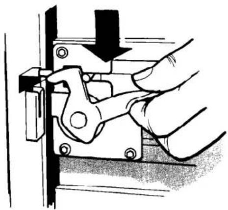 Illustration of a hand using a pliers to adjust or install a mechanical component (no text or symbols visible)