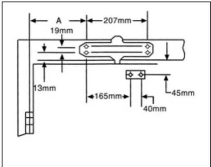 A 19mm 207mm 13mm 165mm 40mm 45mm