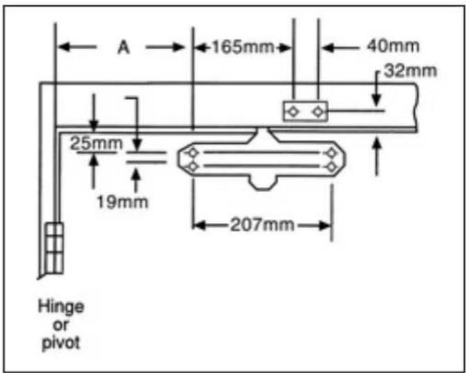 A 165mm 40mm 32mm 25mm 19mm 207mm Hinge or pivot