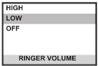 HIGH LOW OFF RINGER VOLUME