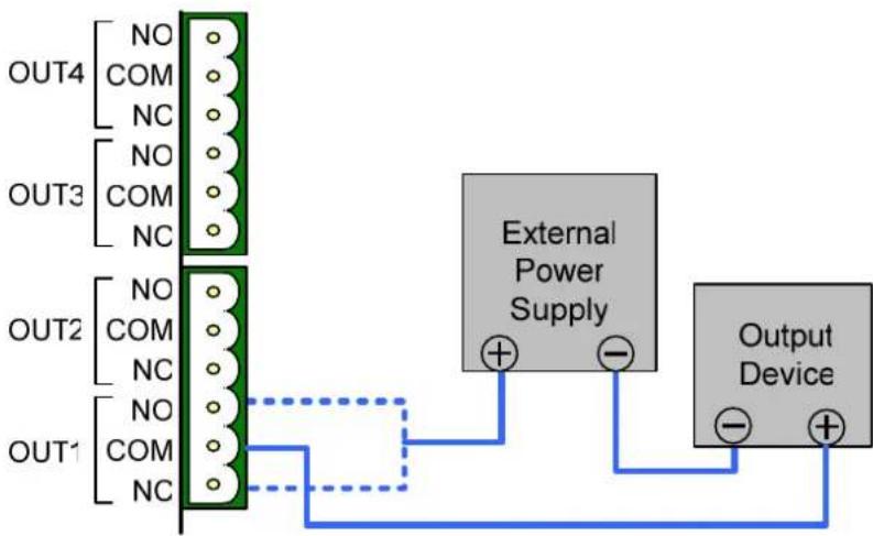 OUT4 [NO COM NC OUT3 [NO COM NC] OUT2 [NO COM NC OUT1 [NO COM NC] External Power Supply Output Device