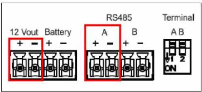 12 Vout Battery RS485 A B Terminal A B + - + - + - + -