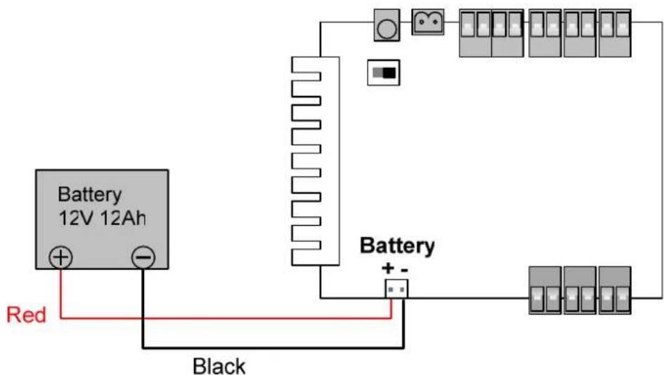Battery 12V 12Ah Red Black Battery + - Black
