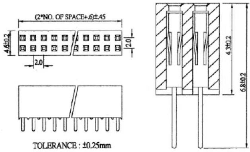 Moxa EOM-104-FO - Mechanical Specifications of the Pin Headers - 1