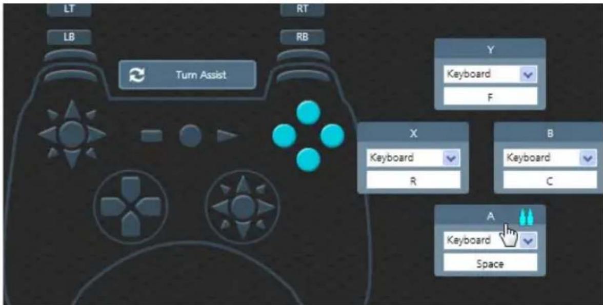 LT LB RT RB Turn Assist Y Keyboard F X Keyboard R B Keyboard C A Keyboard Space