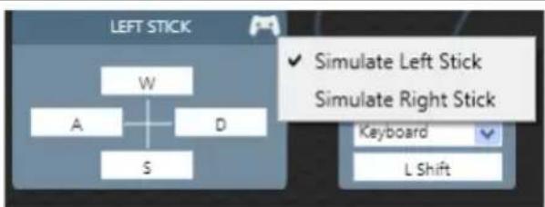 LEFT STICK ✓ Simulate Left Stick Simulate Right Stick Keyboard L Shift