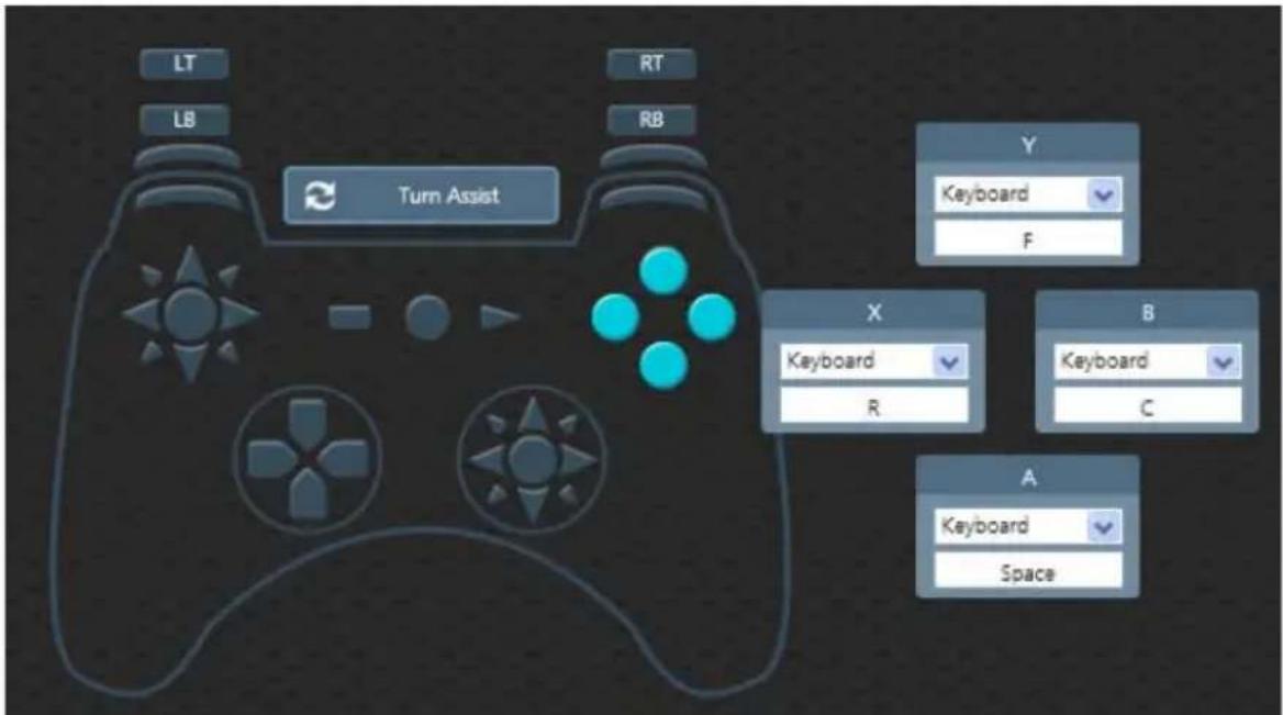 LT LB RT RB Turn Assist Y Keyboard F X Keyboard R B Keyboard C A Keyboard Space