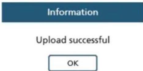Information Upload successful OK