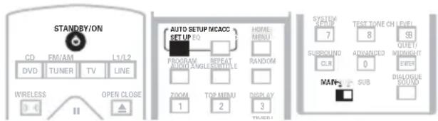 STANDBY/ON CO FM/AM L1/L2 DVD TUNER TV LINE WIRELESS OPEN CLOSE AUTO SETUP MCACC SET UP EQ PROGRAM REPEAT HOME AVING ANGLES ZOOM TOP MENU DISB BY SYSTEM MENU 7 TEST ZONE ON EUI SUBDIVING 8 S CLR ADVANCED 0 QUIET/ MAN SUB DIALOGUE SOUND