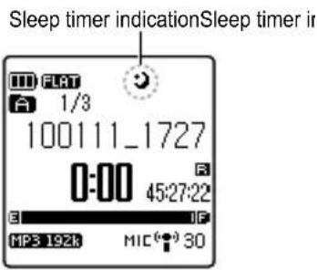 Sleep timer indication Sleep timer in FLAT 1/3 100111_1727 0:00 45:27:22 E MP3 192k MIC(●) 30