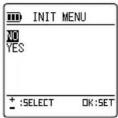 INIT MENU NO YES + :SELECT OK:SET