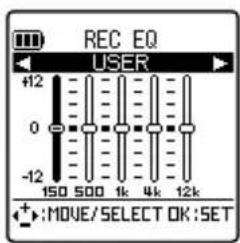 REC EQ USER +12 0 -12 150 500 1k 4k 12k +:MOVE/SELECT OK:SET