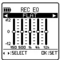 REC EQ FLAT +12 0 -12 150 500 1k 4k 12k SELECT OK:SET