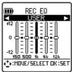 REC EQ USER +12 0 -12 150 500 1k 4k 12k +:MOVE/SELECT OK:SET