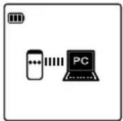 Diagram showing a device connected to a laptop labeled 'PG' with signal lines, likely representing a mobile network or communication interface.
