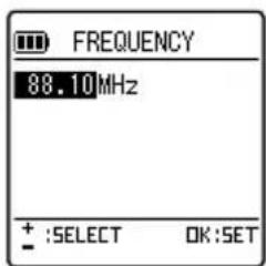 FREQUENCY 88.10MHz + :SELECT OK:SET