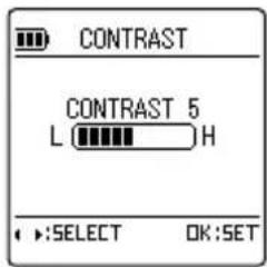 CONTRAST CONTRAST 5 L H : SELECT OK: SET
