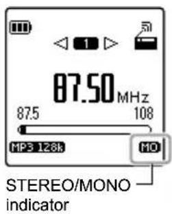 87.50 MHz 87.5 108 MP3 128k HO STEREO/MONO indicator