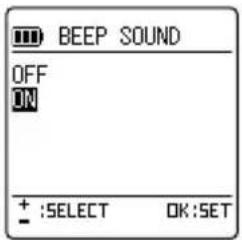 BEEP SOUND OFF ON + :SELECT OK:SET
