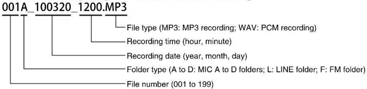 SANYO ICR-XPS01 - Name of recorded file - 1