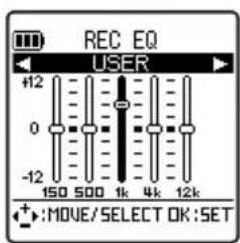 REC EQ USER +12 0 -12 150 500 1k 4k 12k +:MOVE/SELECT OK:SET