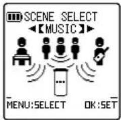 SCENE SELECT 【MUSIC】 MENU:SELECT OK:SET