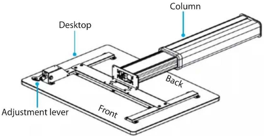 Desktop Column Back Adjustment lever Front
