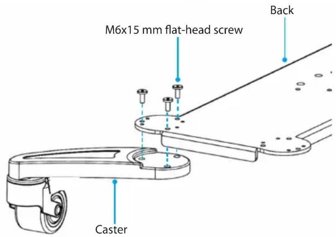 M6x15 mm flat-head screw Back Caster