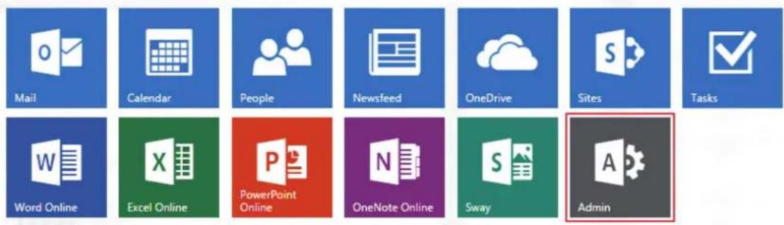 Mail Calendar People Newsfeed OneDrive Sites Tasks Word Online Excel Online PowerPoint Online OneNote Online Sway Admin