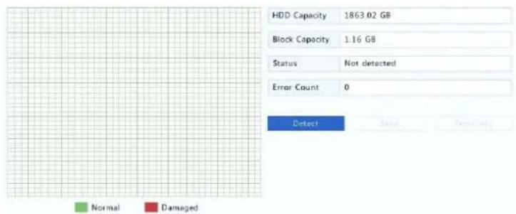 HDD Capacity 1863.02 GB Block Capacity 1.16 GB Status Not detected Error Count 0 Detect Stop Temporary Normal Damaged