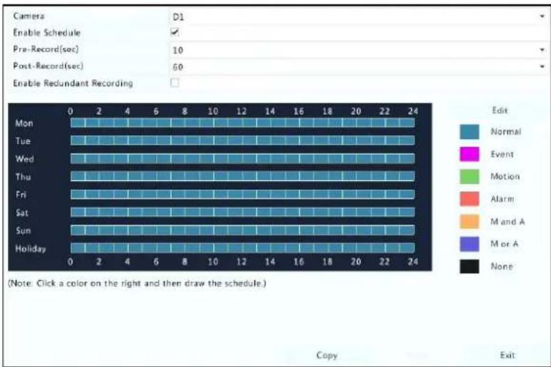 ACTi ZNR-220P - Draw or Edit a Schedule - 1