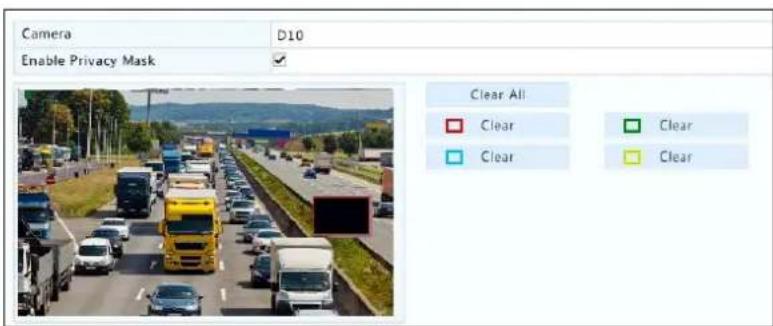 Camera D10 Enable Privacy Mask Clear All Clear Clear Clear Clear Clear
