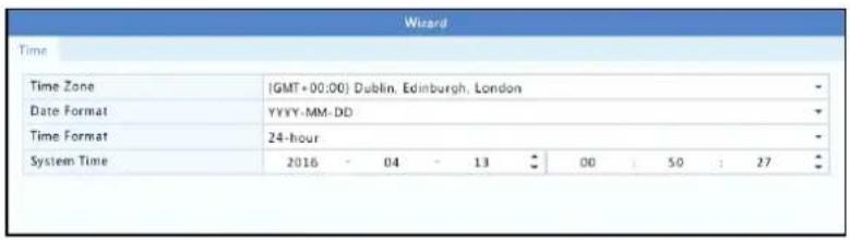 Wizard Time Time Zone (GMT+00:00) Dublin, Edinburgh, London Date Format YYYY-MM-DD Time Format 24-hour System Time 2016 04 13 00 50 27
