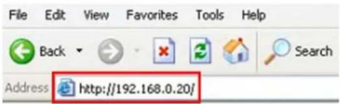 File Edit View Favorites Tools Help Back Search Address http://192.168.0.20/