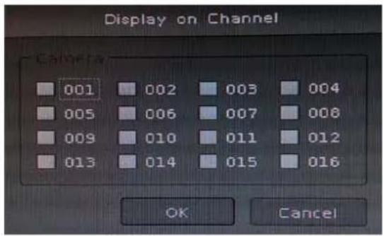 Display on Channel 001 002 003 004 005 006 007 008 009 010 011 012 013 014 015 016 OK Cancel