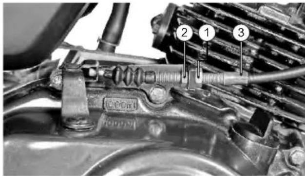 Technical diagram of an engine cylinder assembly with numbered parts labeled 1, 2, and 3