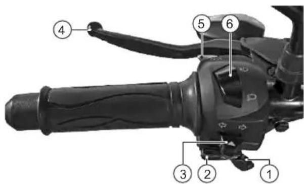 Labeled diagram of a mechanical lever with numbered parts for identification