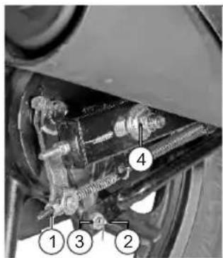 Technical diagram of a mechanical assembly with numbered components labeled 1, 2, 3, and 4