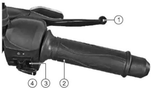 Labeled diagram of a mechanical lever with numbered parts for identification