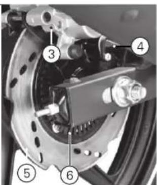 Technical diagram of a car brake system with numbered components for identification
