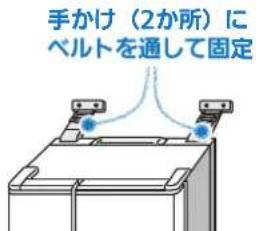手かけ（2か所）に ベルトを通じて固定