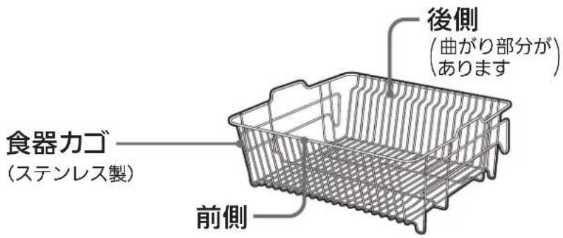 後側 (曲がり部分が) あります 食器カゴ (ステンレス製) 前側