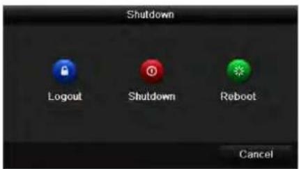 Shutdown Logout Shutdown Reboot Cancel