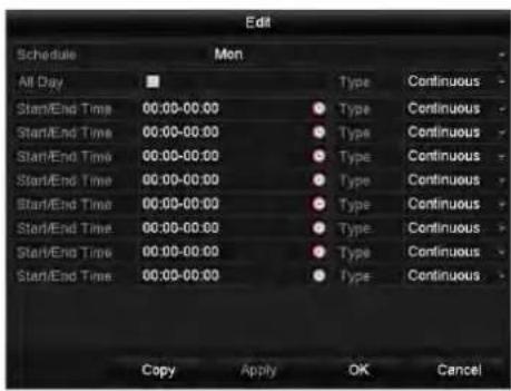 Edit Schedule Mon All Day Type Continuous Start/End Time 00:00-00:00 Type Continuous Start/End Time 00:00-00:00 Type Continuous Start/End Time 00:00-00:00 Type Continuous Start/End Time 00:00-00:00 Type Continuous Start/End Time 00:00-00:00 Type Continuous Start/End Time 00:00-00:00 Type Continuous Start/End Time 00:00-00:00 Type Continuous Start/End Time 00:00-00:00 Type Continuous Copy Apply OK Cancel