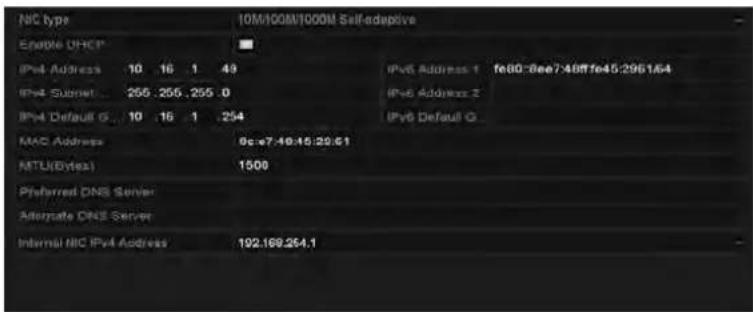 NC type 10M/100M/1000M Self-adaptive Enerle DHCP IPv4 Address 10 16 1 49 IPv4 Subnet 255.255.255.0 IPv4 Default G 10 16 1 .254 MAC Address 8c:e7-19:45:29:61 MTU(Dylex) 1500 Preferred DNS Server Alternate DNS Server Internal NBC IPv4 Address 192.169.264.1