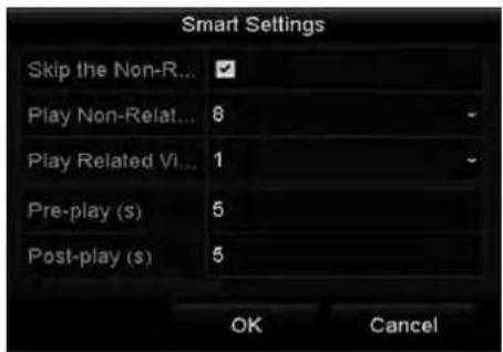 Smart Settings Skip the Non-R... Play Non-Relat... 8 Play Related Vi... 1 Pre-play (s) 5 Post-play (s) 5 OK Cancel