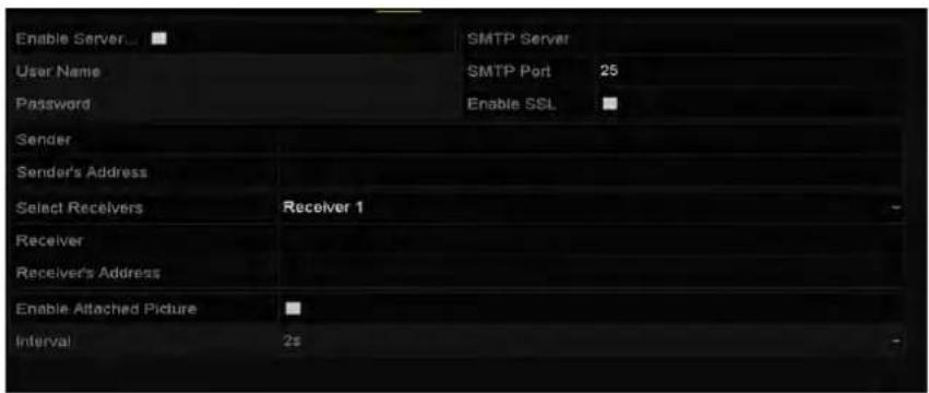 Enable Server... User Name Password Sender Sender's Address Select Receivers Receiver Receiver's Address Enable Attached Picture Interval 25 SMTP Server SMTP Port 25 Enable SSL