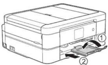 BROTHER DCP-J572N - 排紙トレイが引き出されている場合は、排紙ストッパーを閉じて(1)、格納する(2) - 1