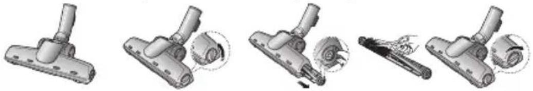 Sequence of five technical illustrations showing a mechanical component being adjusted, with no visible text or symbols.